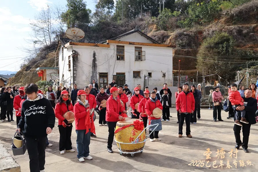 The clanging of gongs and drums add festive cheer.