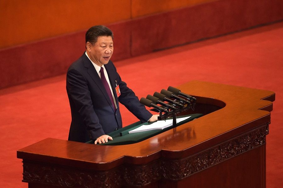 In this file photo taken on 18 October 2017, China's President Xi Jinping delivers a speech at the opening session of the Chinese Communist Party's five-yearly Congress at the Great Hall of the People in Beijing, China. (Nicolas Asfouri/AFP)