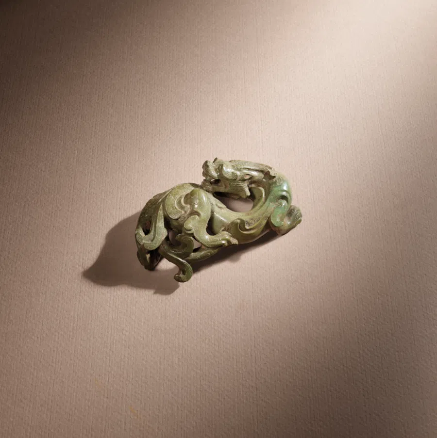 Highly Important and Superbly Carved Turquoise Bixie, Western Han dynasty, circa 206-8 BC.