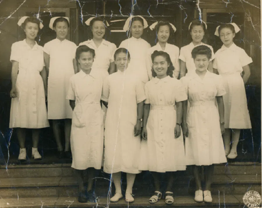 A group photo of Chinese nurses in the China-Burma-India Theatre, gifted to an American nurse, circa 1945.
