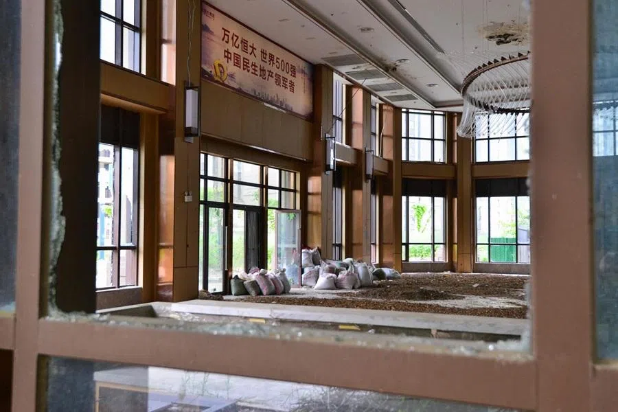 This photo shows a general view of an abandoned Evergrande construction project in Yingquan district, Fuyang city, Anhui province, China, on 14 April 2026. (CN-STR/AFP)