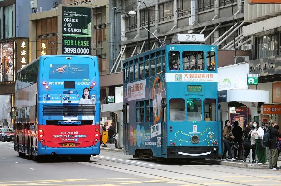 Street scene of Hong Kong transportation.