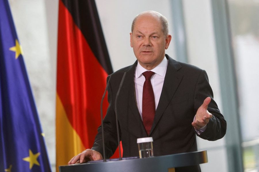 German Chancellor Olaf Scholz speaks during a news conference at the Chancellery in Berlin, Germany, 31 October 2022. (Michele Tantussi/Reuters)