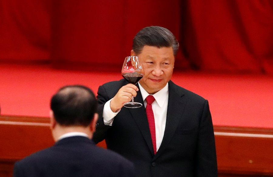 Chinese President Xi Jinping attends the National Day reception on the eve of the 71st anniversary of the founding of the People's Republic of China, in Beijing, China, 30 September 2020. (Thomas Peter/Reuters)