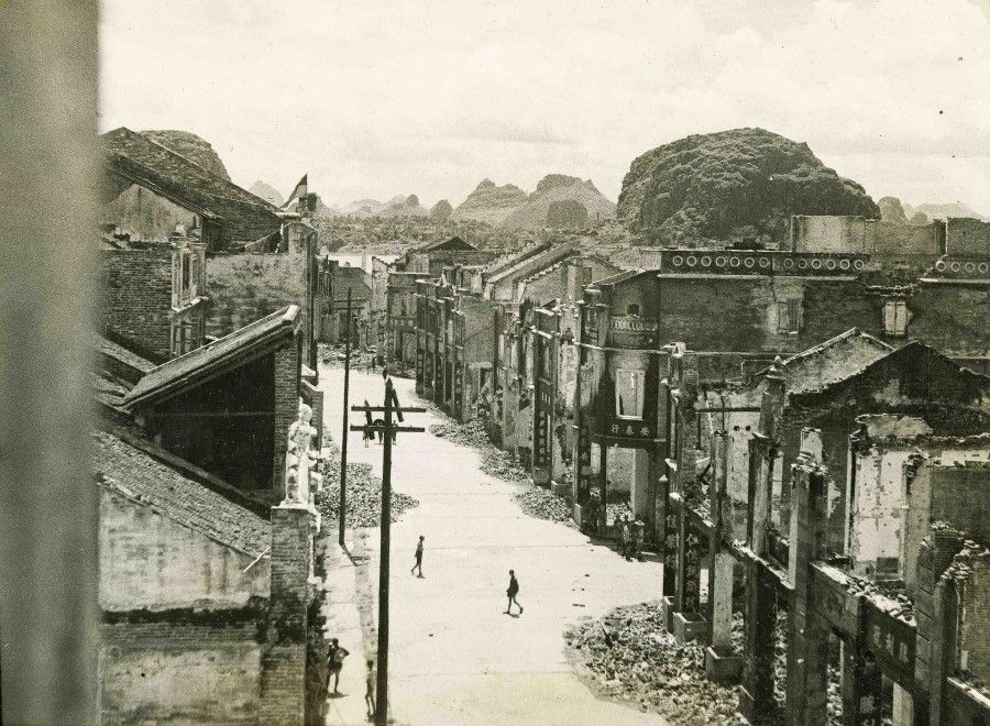 The remnants of Guilin's streets after the inferno.
