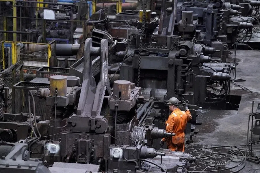 A worker works at the British Steel site in Scunthorpe, North Lincolnshire, UK, on 17 April 2025.