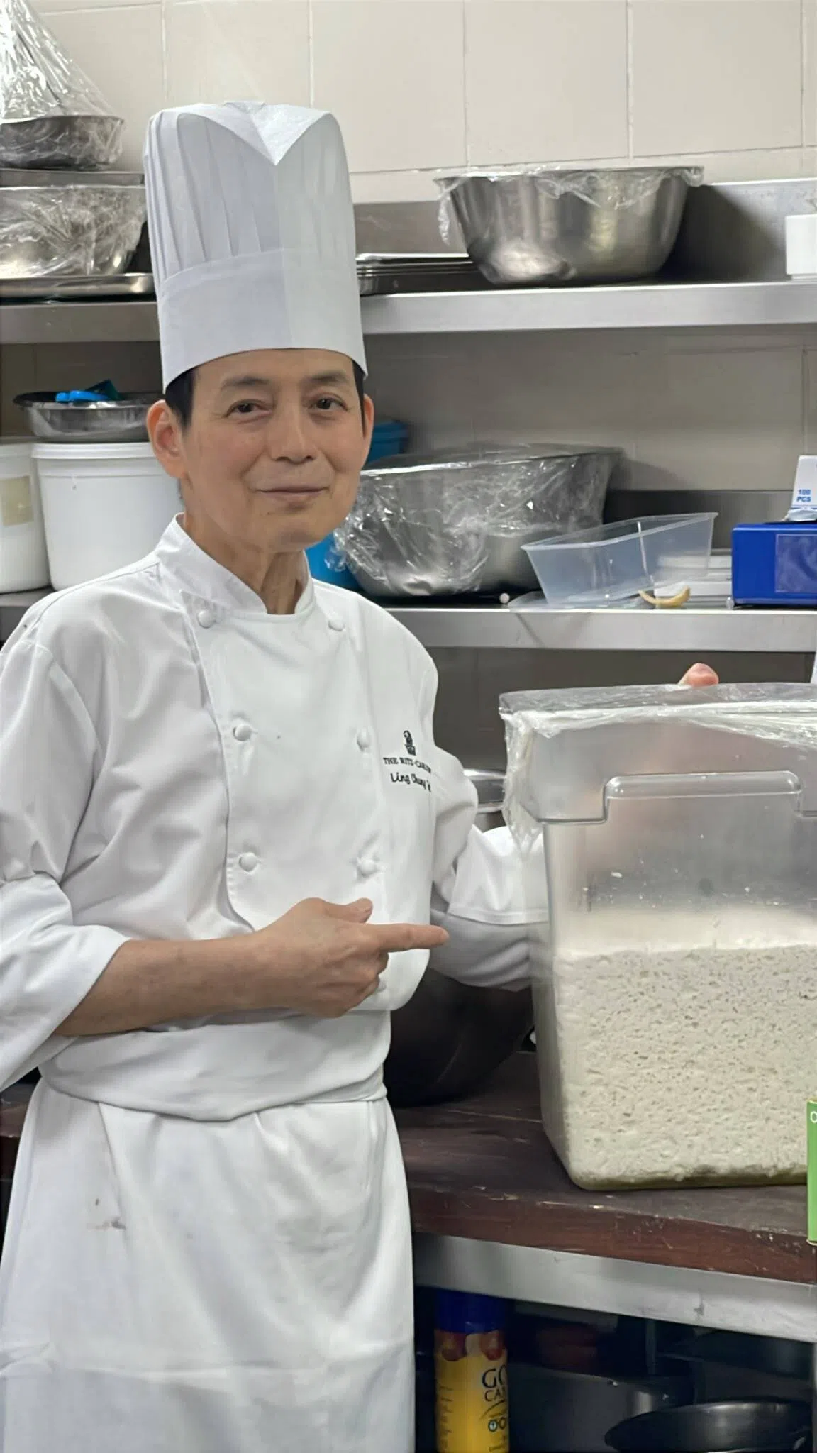 Chef Ling with the “mother” dough.
