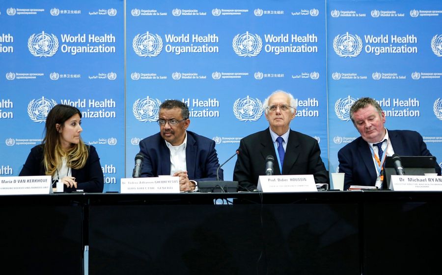 Taiwan has been trying to gain membership into the WHO. In this photo taken on 22 January 2020 in Geneva, (left to right) Dr. Maria D Van Kerkhove, Tedros Adhanom Ghebreyesus, Professor Didier Houssin, and Michael Ryan sit together for a press conference following an emergency committee meeting over 2019-nCoV spreading in China and other nations. (Pierre Albouy/AFP)