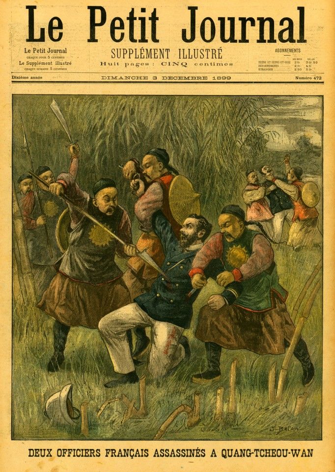 A colour supplement of Le Petit Journal from 1900 shows two French officers killed by Qing soldiers. The incursions on China by the powers stirred widespread xenophobia in China, and frictions increased daily.