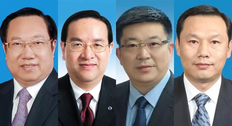 The "Hubei F4" (left to right): Wang Xiaodong, Governor of Hubei Province (湖北省省长), Jiang Chaoliang, Secretary of the Hubei Provincial Party Committee (湖北省省委书记), Zhou Xianwang, Mayor of Wuhan (武汉市市长), Ma Guoqiang, Secretary of the Wuhan Party Committee (武汉市市委书记). (Internet)