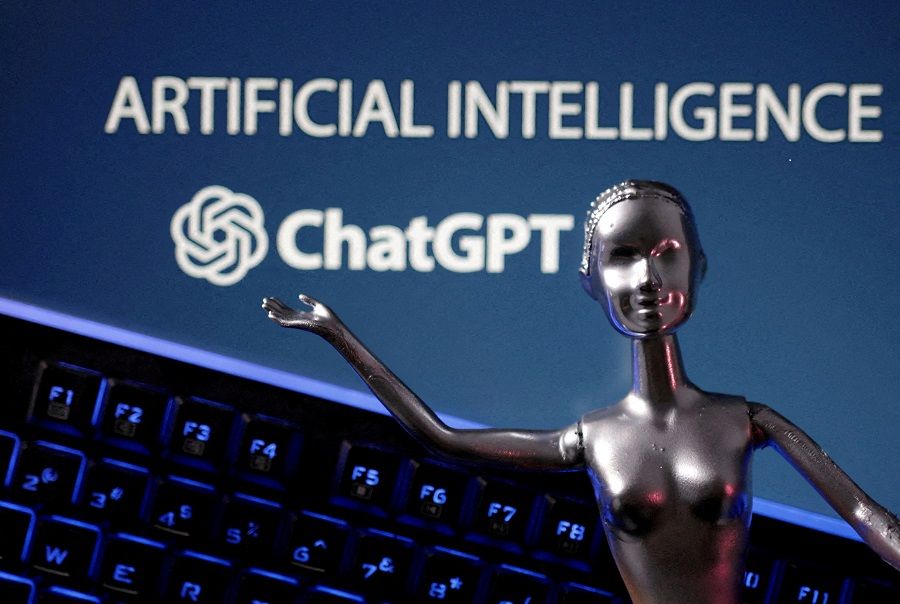 ChatGPT logo and AI Artificial Intelligence words are seen in this illustration taken on 4 May 2023. (Dado Ruvic/Reuters)