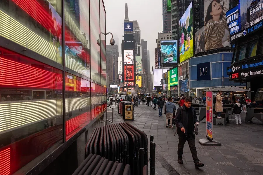 Pedestrians in the Times Square neighbourhood of New York, US, on 9 May 2025. (Yuki Iwamura/Bloomberg)