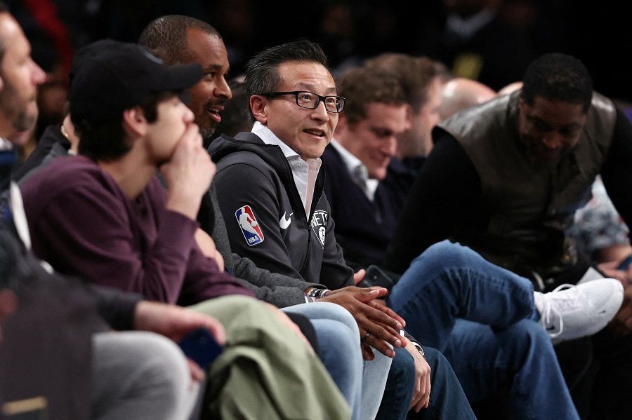 Brooklyn Nets owner Joe Tsai, who is also Alibaba chairman, looks on during the first half of the game between the Nets and the Phoenix Suns at Barclays Center. (Vincent Carchietta-USA TODAY Sports)