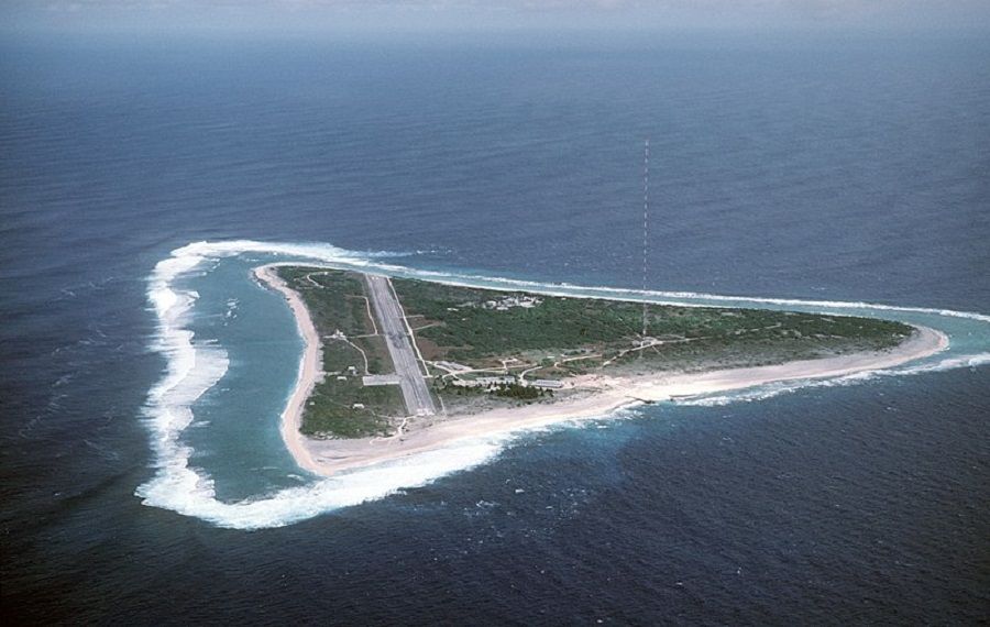 An aerial shot of Minamitori Island. (Internet)