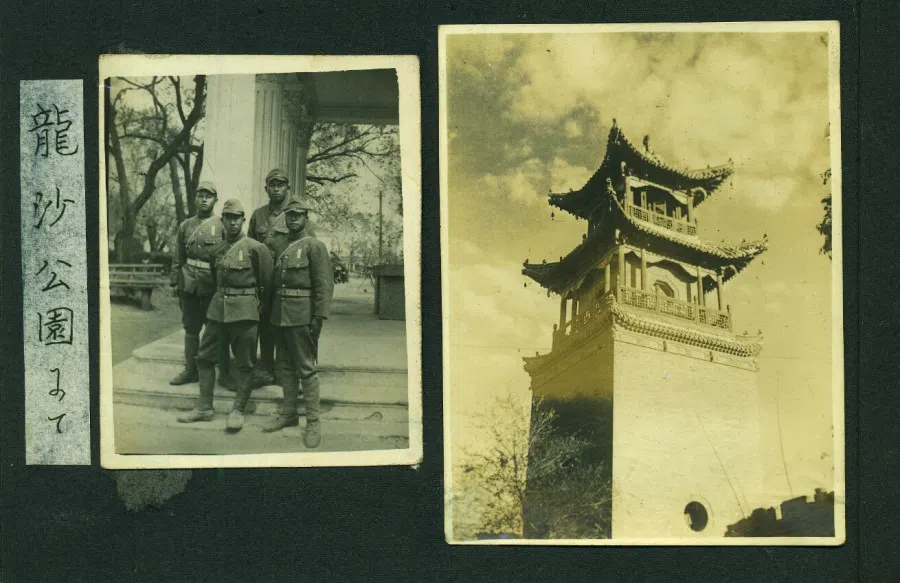 The album owner's army comrades at Longsha Park, Qiqihar.
