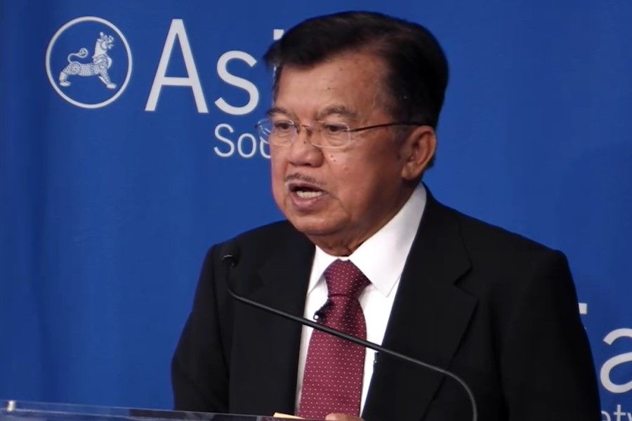 A screen grab from a video featuring former Indonesian Vice-President Jusuf Kalla at the Asia Society, 2016. (Internet)