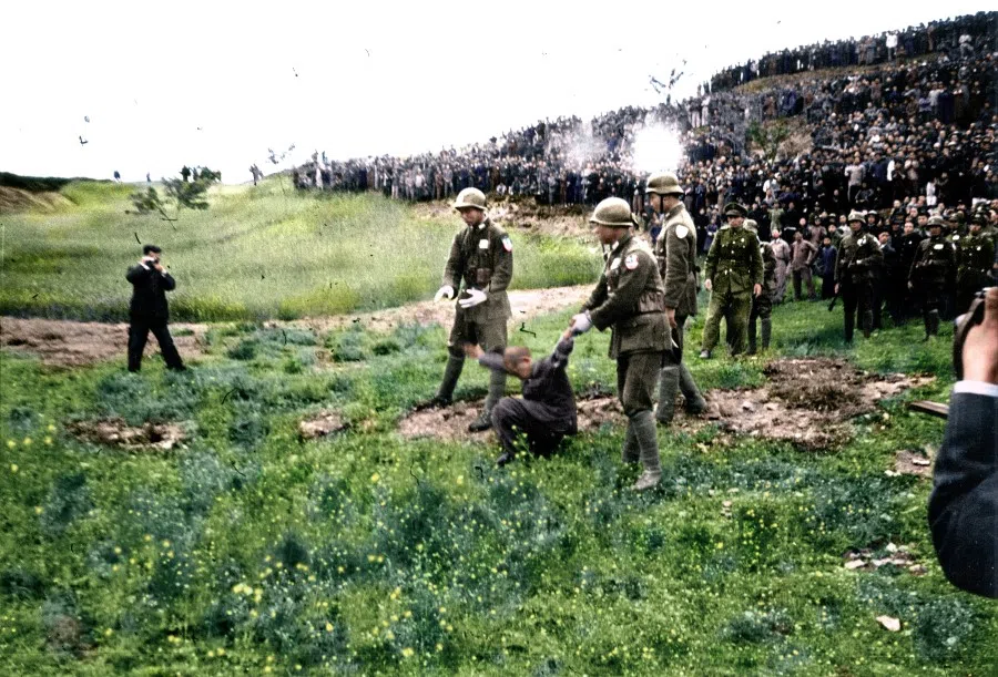 On 26 April 1947, Hisao Tani, labelled the "Demon King" of the Nanjing Massacre by the Chinese, was finally executed. The executioner was Hong Ergen, the leader of the First Guard Regiment of the Ministry of National Defense. He fired one fatal bullet, which entered from the back of Tani's head and exited through his face. Tani fell to the ground, with onlookers cheering and applauding.