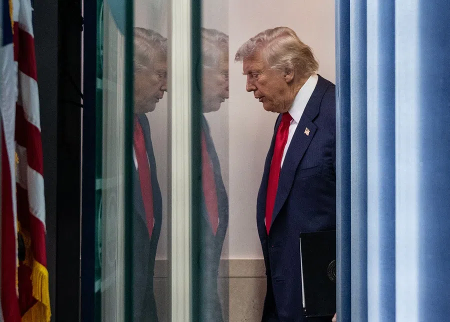 US President Donald Trump arrives for a news conference in Washington, DC, on 11 August 2025.