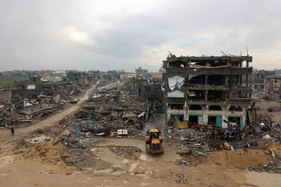 Mud covers streets amid the devastation in Beit Hanun in the northern Gaza Strip on 12 February 2025. (Omar Al-Qattaa/AFP)