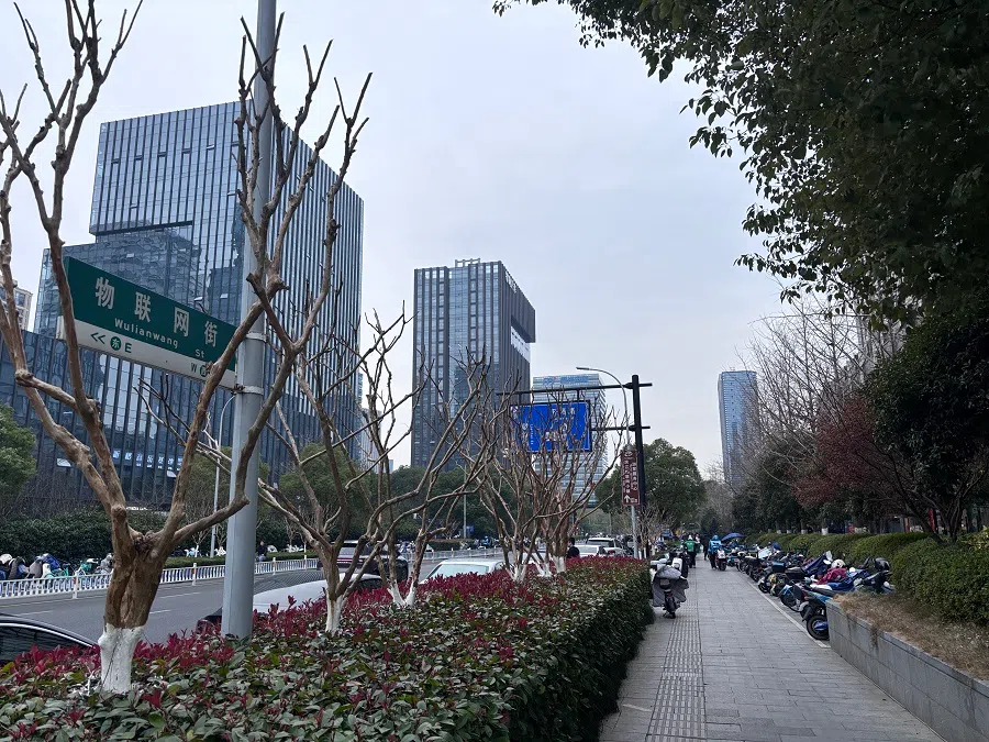Wulianwang Street (lit. Internet of Things/IoT Street) in Hangzhou’s Binjiang district hosts 15 of 19 listed companies in Wulianwang town. (Li Kang/SPH Media)