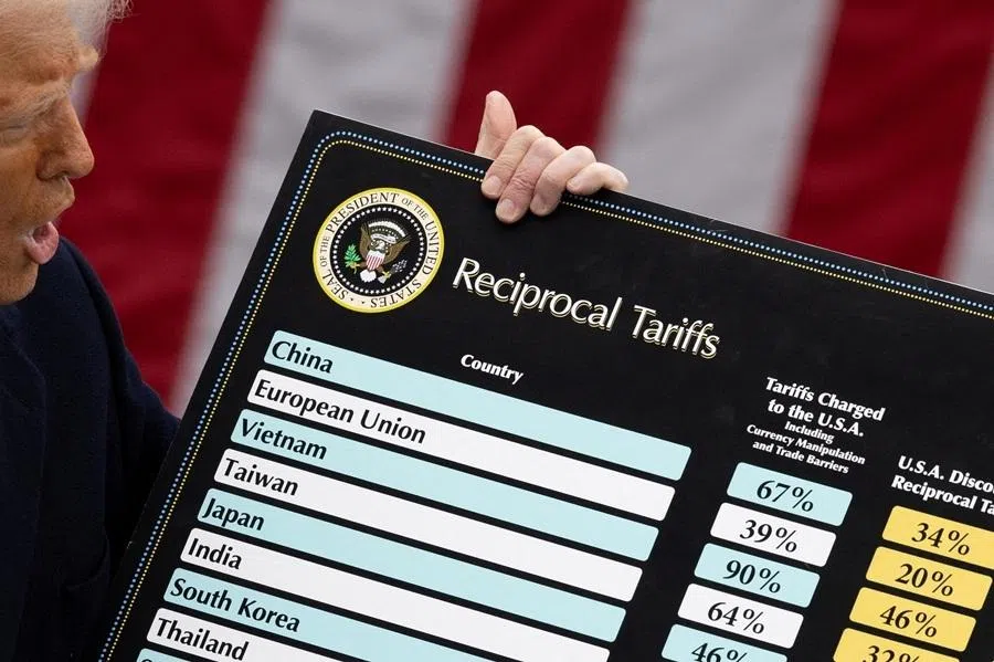 US President Donald Trump delivers remarks on tariffs in the Rose Garden at the White House in Washington, DC, US, 2 April 2025. (Carlos Barria/Reuters)
