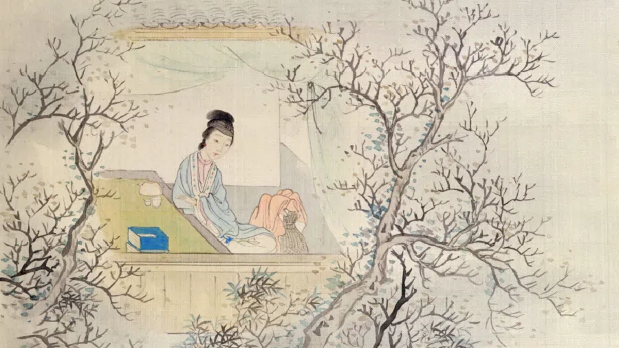 An illustration of Miaoyu drinking tea in Dream of the Red Chamber. (Internet)