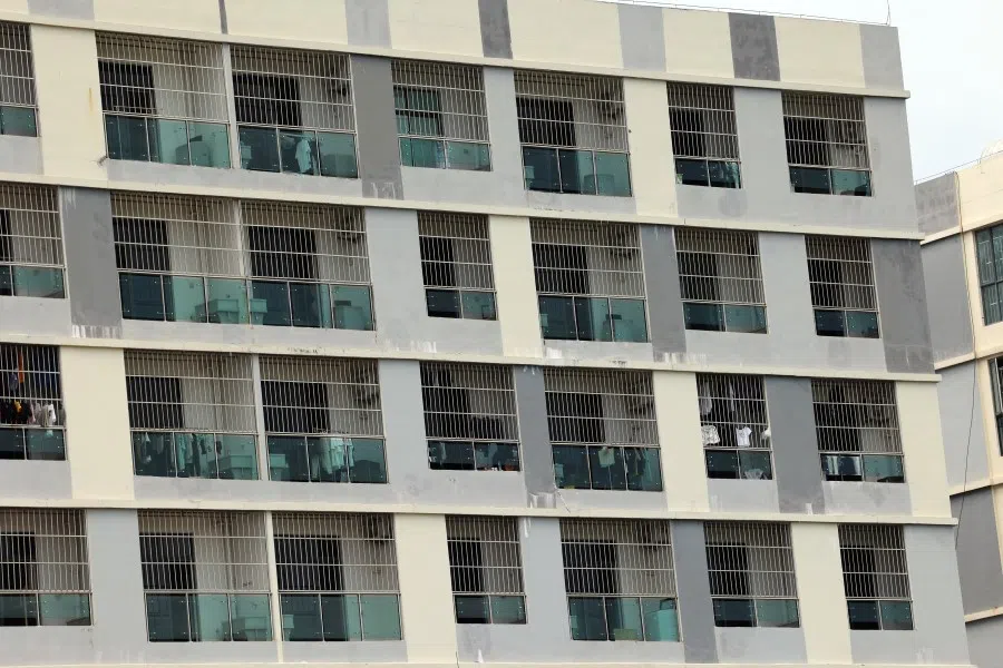 A block of units with bars across the open spaces.