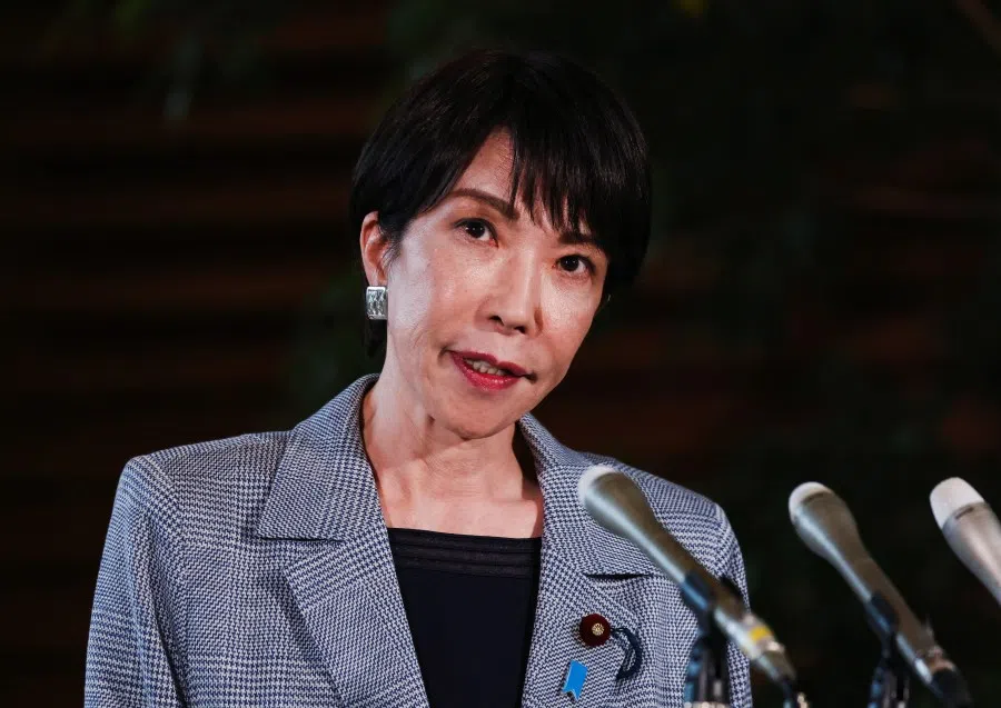 Japan’s Prime Minister Sanae Takaichi speaks to the media after a telephone call with US President Donald Trump, at her official residence in Tokyo, Japan, on 25 November 2025.