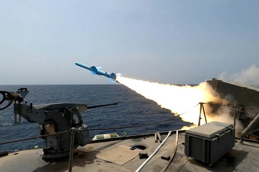 An Iranian missile is launched during a military exercise in an undisclosed location in Iran, 20 August 2025. (Iranian Army/West Asia News Agency/Handout via Reuters)