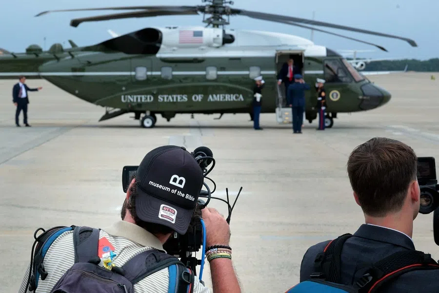 US President Donald Trump arrives at Joint Base Andrews, Maryland, on 21 September 2026.