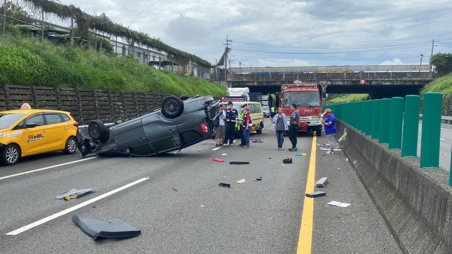 An accident scene involving three vehicles in Chiayi, Taiwan, 12 June 2023. (CNS)