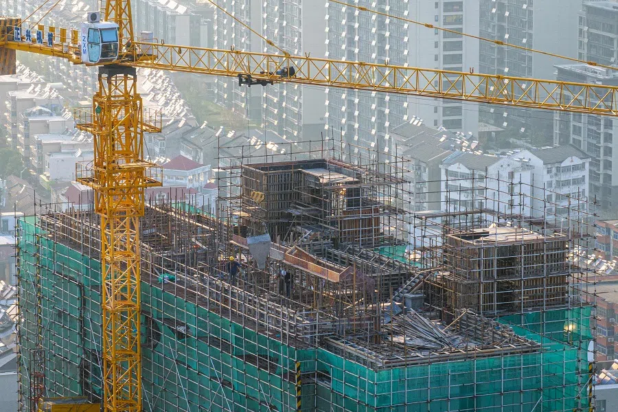 The photo taken on 1 April 2025 shows residential buildings under construction in Huaian, Jiangsu province, China. (AFP)