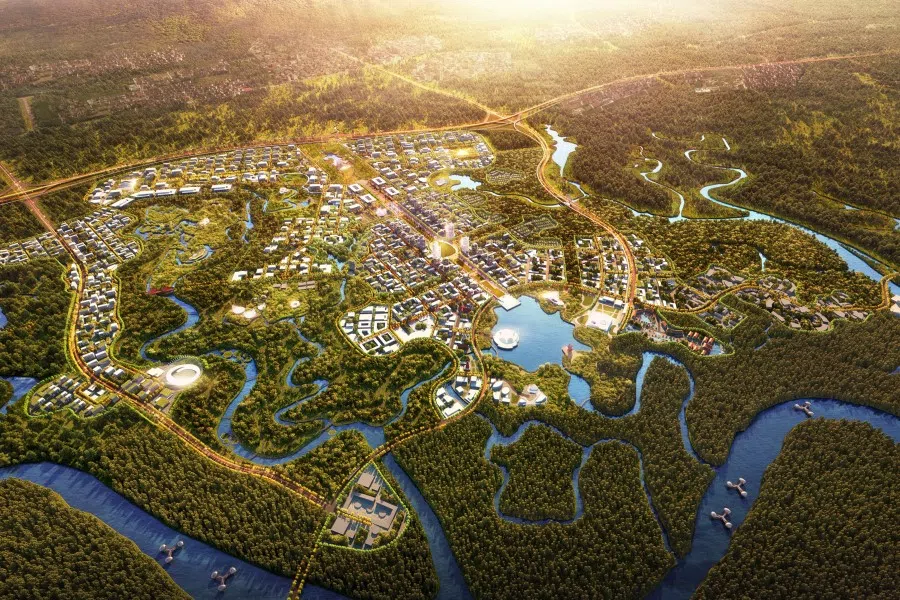 An artist's bird's-eye-view impression of Indonesia's new capital. (Ministry of Public Works and Public Housing, Indonesia)