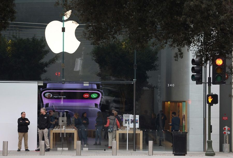 A view of an Apple store on 2 February 2023 in Palo Alto, California, US. (Justin Sullivan/Getty Images/AFP)