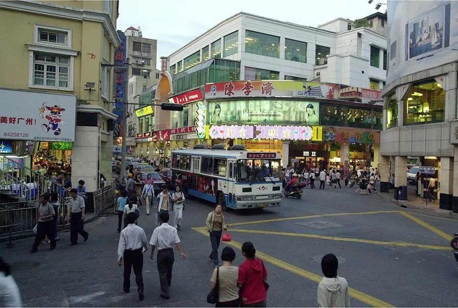 The intersection of Beijing Road, Guangzhou's main shopping strip. (SPH Media)