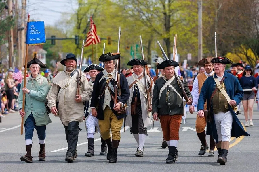 Sons of the American Revolution in the 2025 Patriots’ Day Parade in Lexington, Massachusetts.