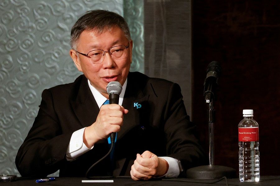 Ko Wen-je, Taiwan People's Party (TPP) chairman and presidential candidate, speaks during a press conference in Taipei, Taiwan, on 23 November 2023. (Carlos Garcia Rawlins/Reuters)