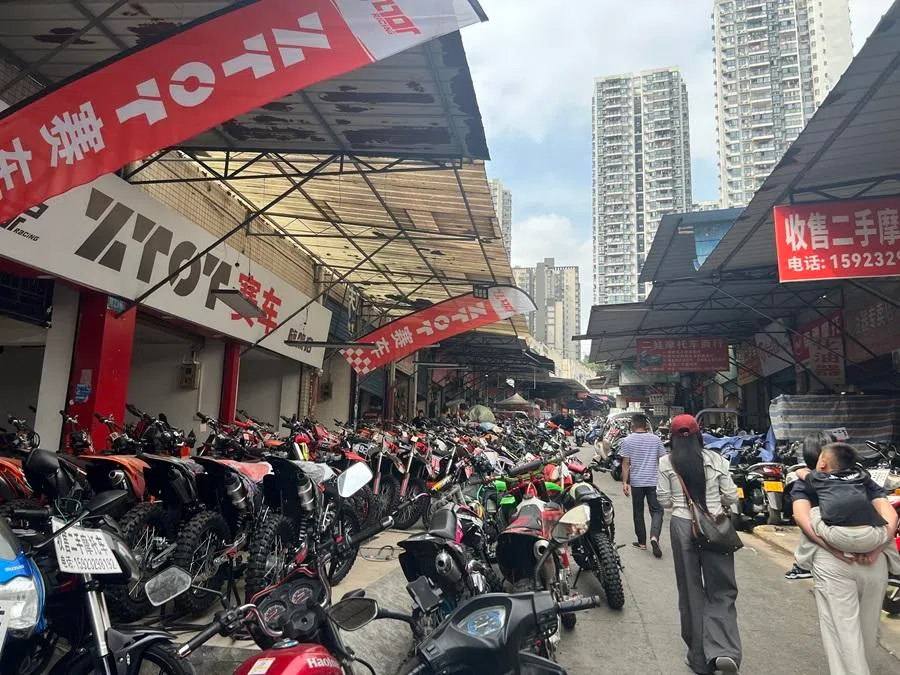 Photo of Laodingpo motorcycle parts market in Chongqing, April 2026 (Liu Liu/SPH Media)