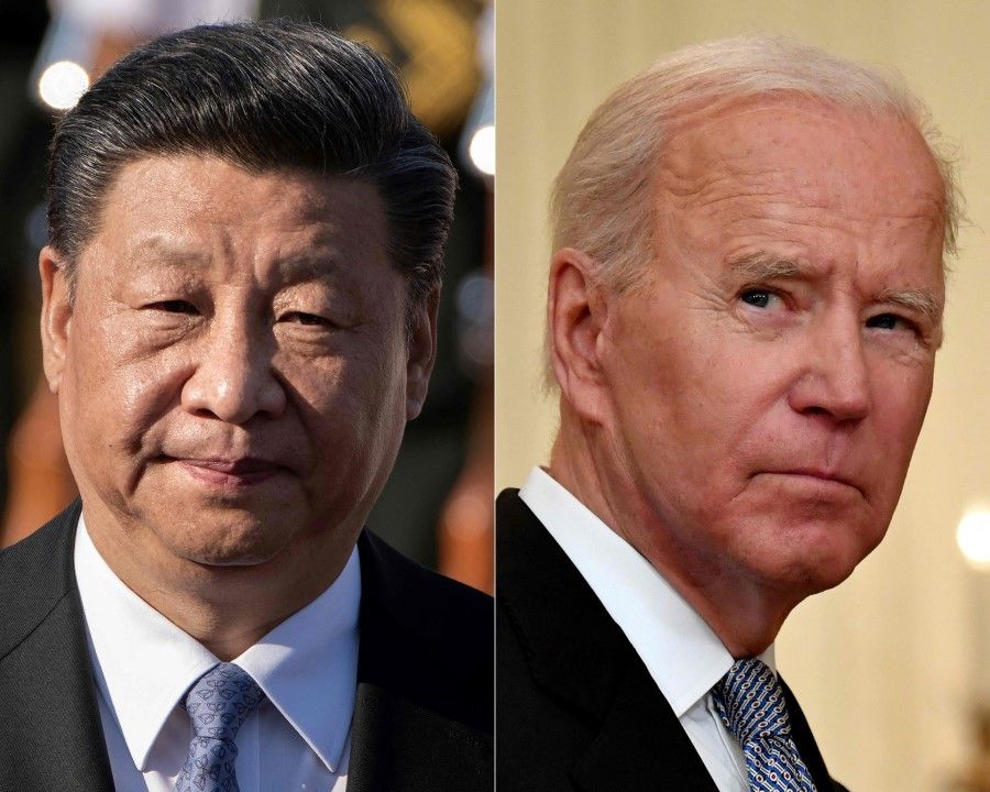 This file combination of pictures created on 8 June 2021 shows Chinese President Xi Jinping (left) and US President Joe Biden, who are scheduled to hold a virtual summit next week. (Nicolas Asfouri and Nicholas Kamm/AFP)
