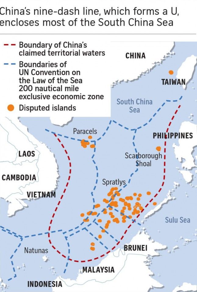 The most vexing part of the dispute: China's nine-dash line. (SPH)
