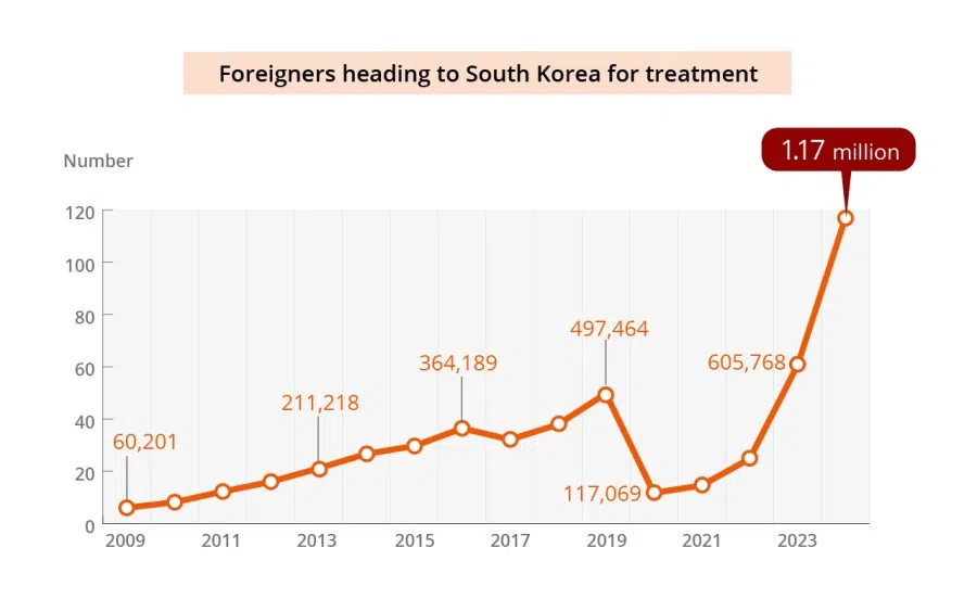 A graph showing the number of foreigners seeking medical treatment in South Korea. (Graphic: Lee Kok Hean)