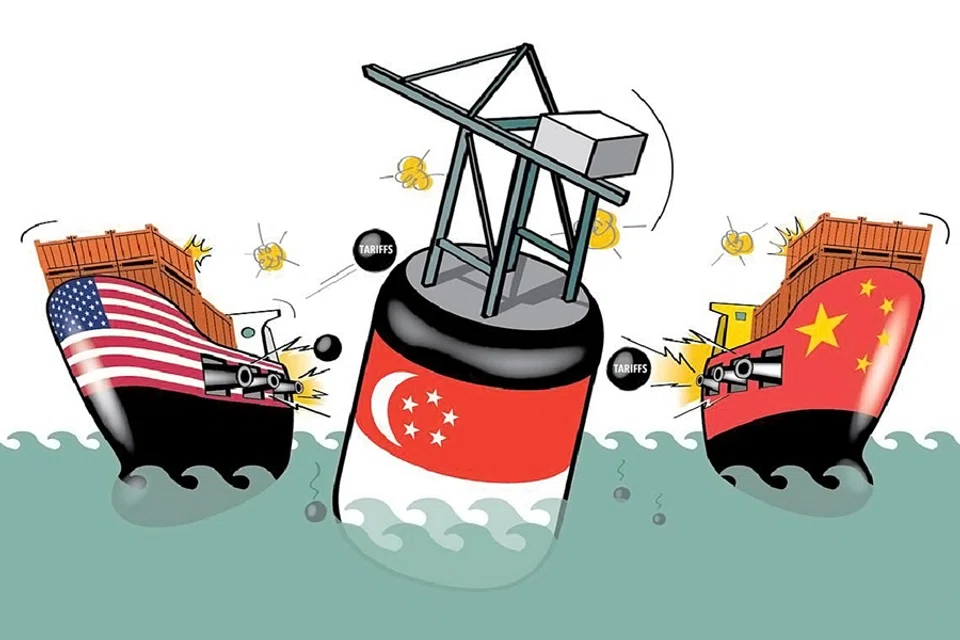 How can Singapore businesses find a foothold in uncertain environments and avoid inadvertently falling into traps amid tariff wars. (Graphic: Teo Chin Puay)