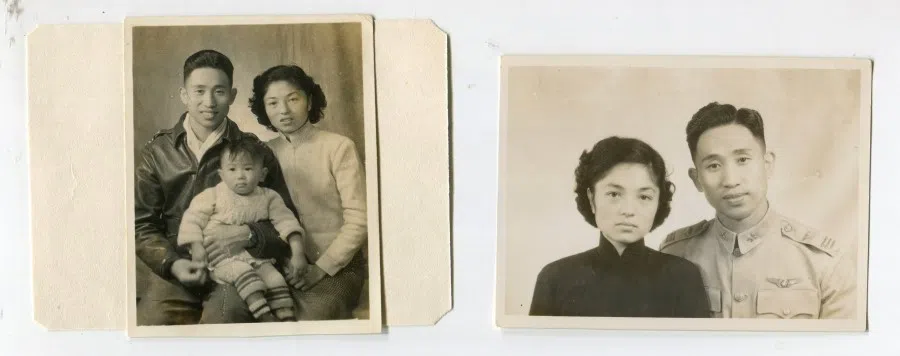 Liu with his wife and child, 1940s.