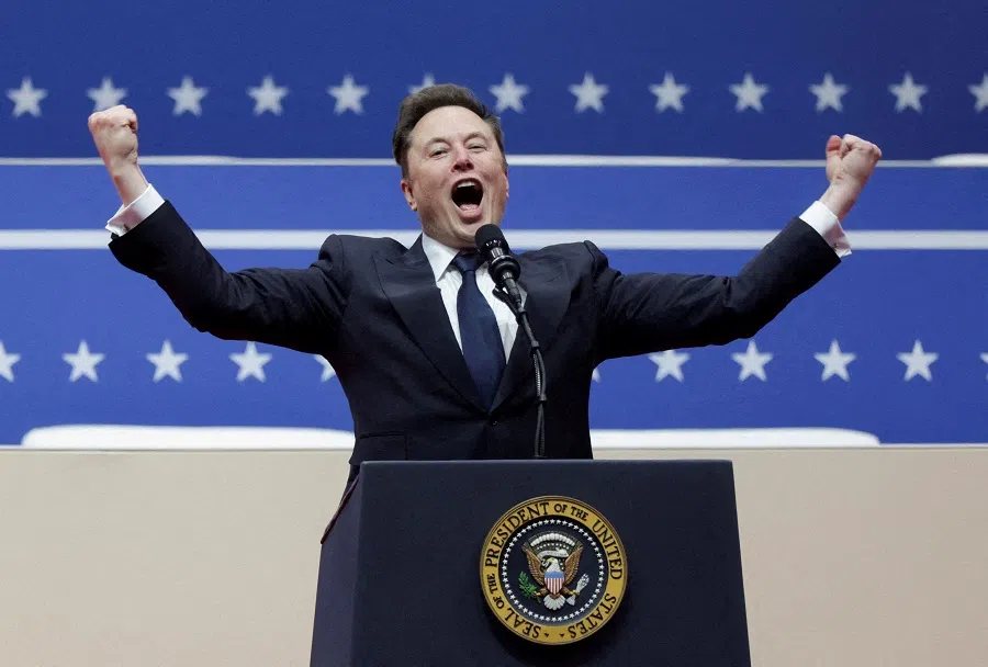 SpaceX CEO Elon Musk speaks during a rally on the inauguration day of US President Donald Trump’s second presidential term, inside Capital One, in Washington, US, on 20 January 2025. (Mike Segar/Reuters)