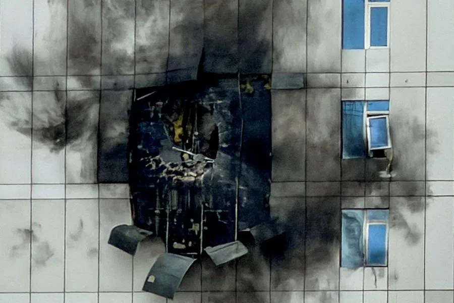 A building that was damaged by an Iranian drone attack, after Israel and the US launched strikes on Iran, in Juffair, Manama, Bahrain on 1 March 2026. (Hamad I Mohammed/Reuters)