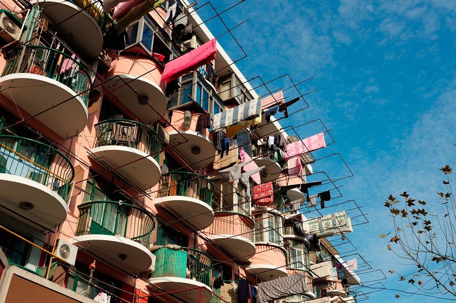 Balconies in apartment buildings in Shanghai, China. (iStock)