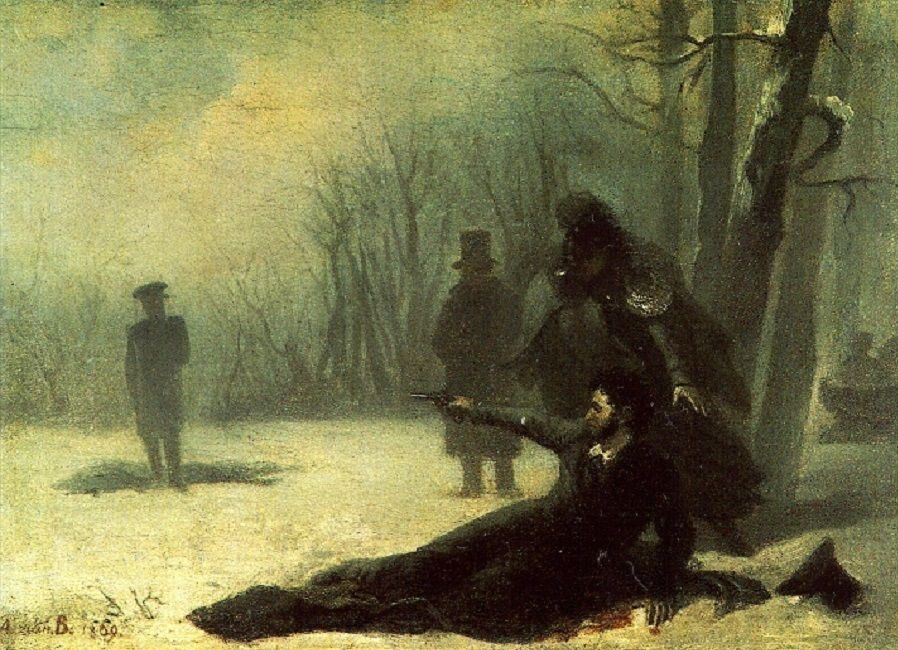 Adrian Volkov's The Last Shot, 1869, depicting Pushkin's tragic duel. (Wikimedia)