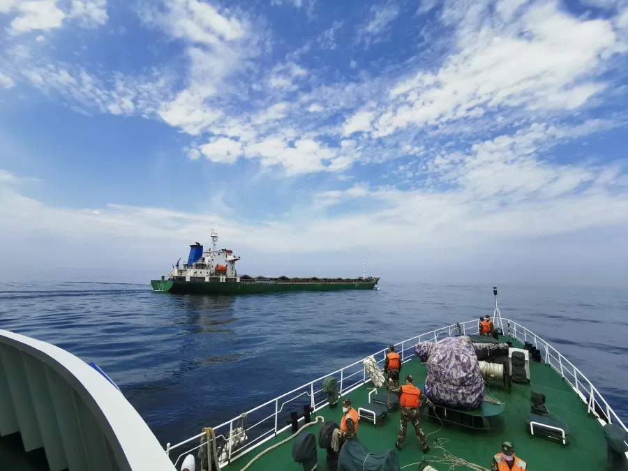 A Chinese coast guard vessel on patrol, 26 March 2020. (Xinhua)