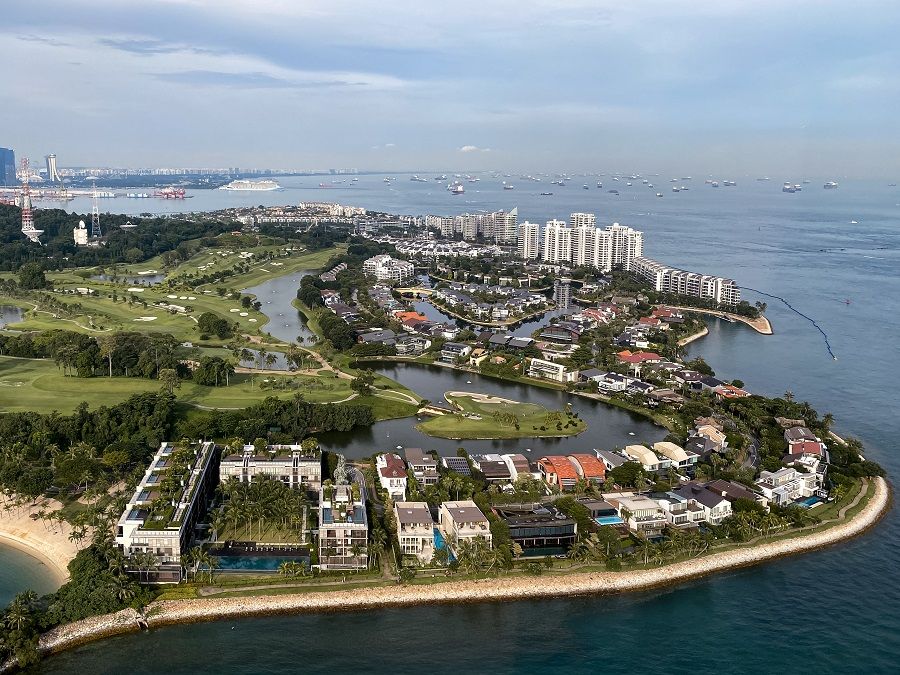 An aerial view of bungalows and condominiums at Sentosa Cove. (SPH Media)