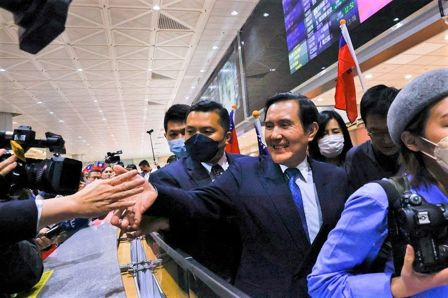 Former Taiwan President Ma Ying-jeou arrives at Taoyuan International Airport after concluding his 12-day trip to China in Taoyuan, Taiwan, 7 April 2023. (Ann Wang/Reuters)